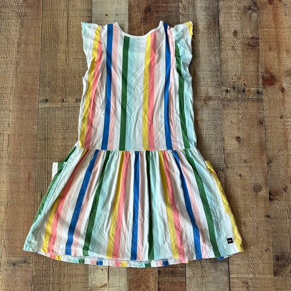Tea Collection Girls Size 14 Colorful Stripe Ruffled Dress With Pockets - Picture 8 of 8